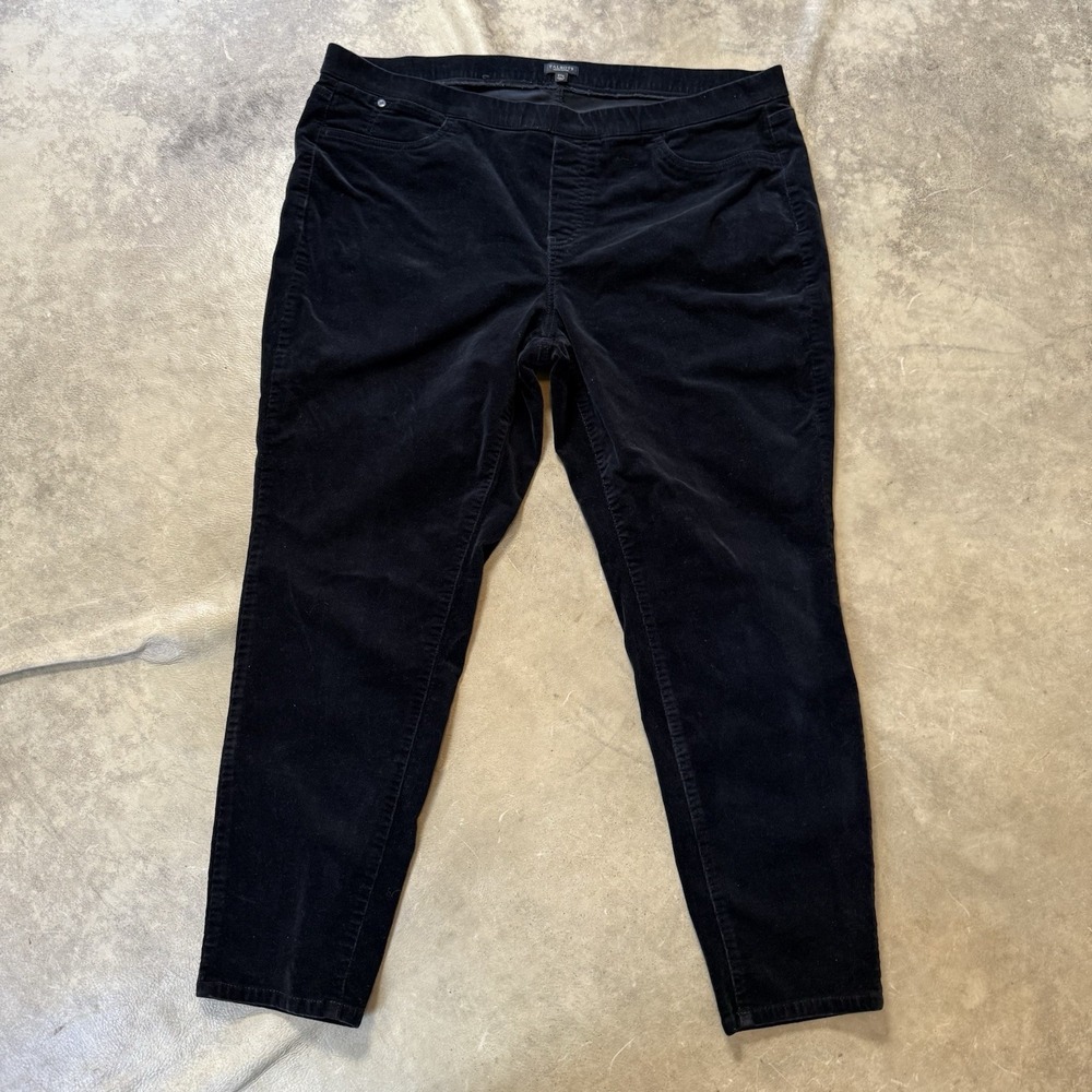 Talbots Pants Womens Size 2XP Black Velvet Pull On Straight Leg Mid Rise